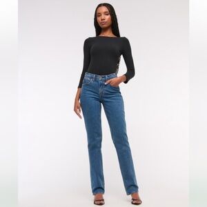 Abercrombie curve love 90s straight leg mid rise jean